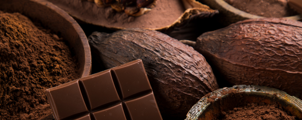 Chocolat, graines et poudre de cacao 
